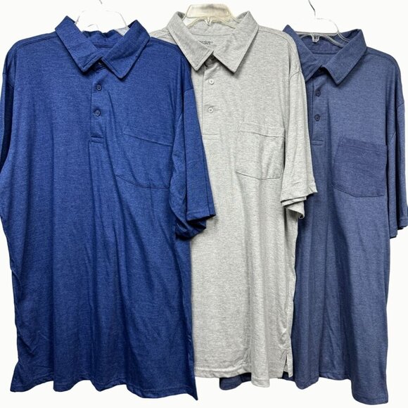 kingsize Other - KingSize Men’s XL Heathered Short Sleeve Polo Shirts Lot of 3 Blue & Gray